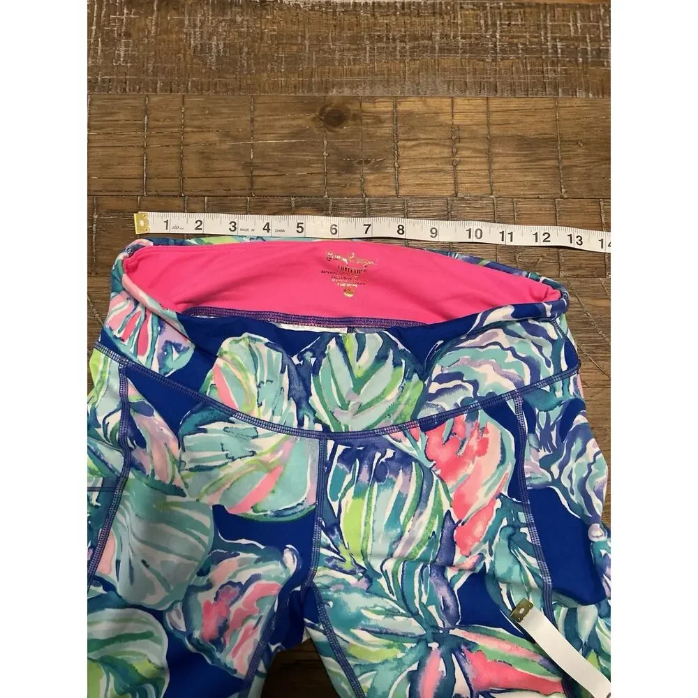 Lilly Pulitzer Leaf Print Pattern Women’s Leggings Size Medium EUC Gym Jogging - Picture 6 of 10